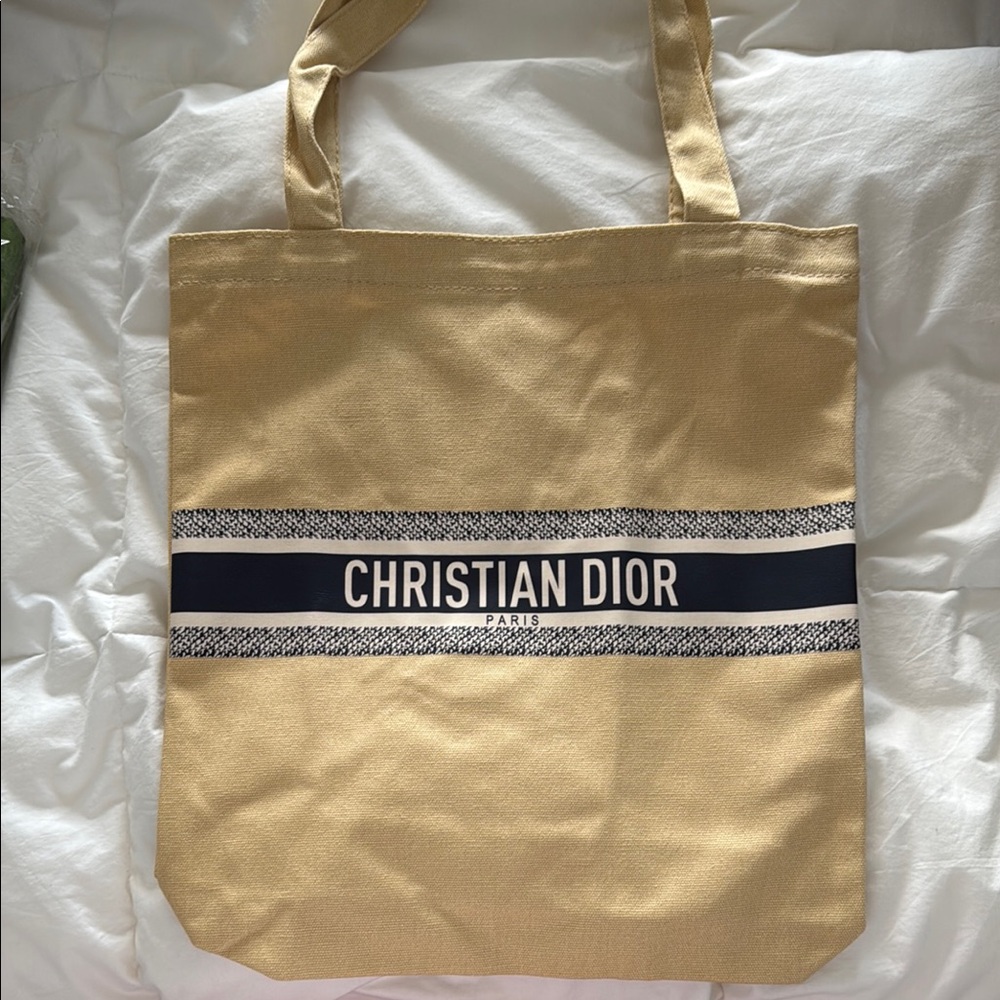 Dior Tan and Navy Tote Bag with Elegant Design